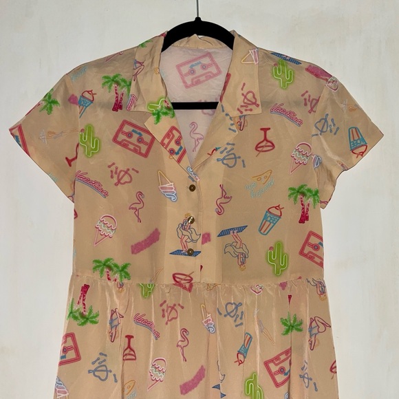 Cream/beige/tan retro summer dress - Picture 4 of 8